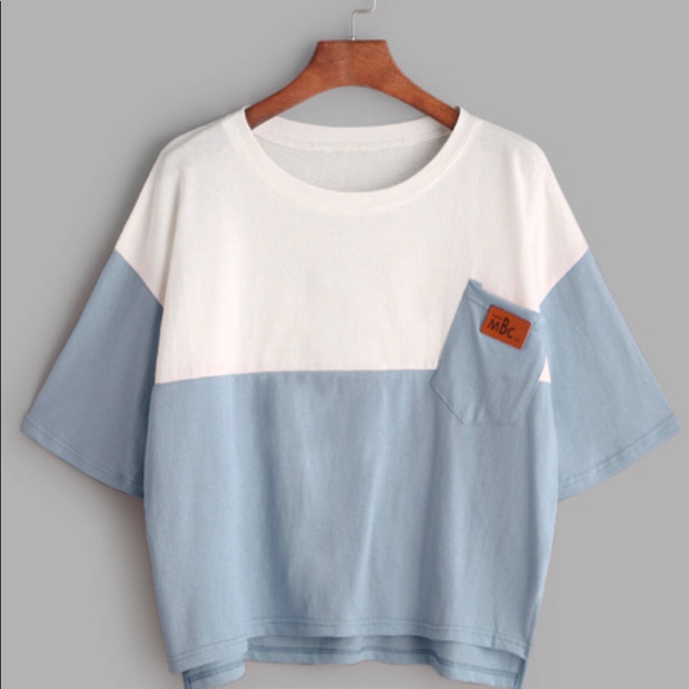 Blue and white half shirt